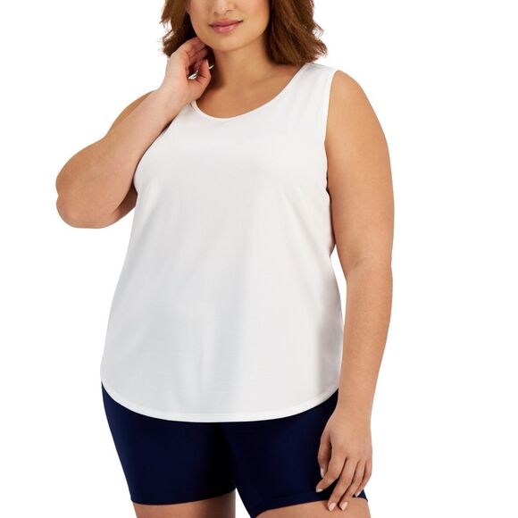 ID Ideology Women S Birdseye Mesh Tank Top White Size 1X - Picture 1 of 3